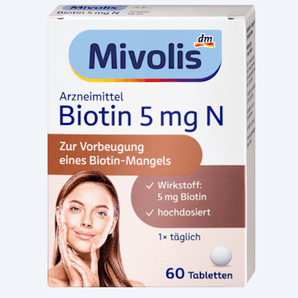 Mivolis Biotin 5 mg N, Tabletten, 60 St – Stärkung fürs Haar image_position | VivaVoss
