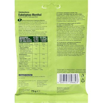 Bonbon, Eukalyptus-Menthol, zuckerfrei Mivolis