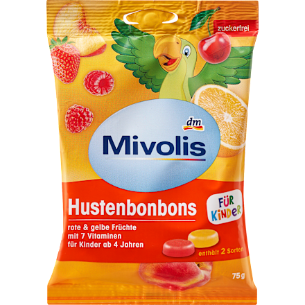 Bonbon, Rote & Gelbe Früchte für Kinder, zuckerfrei Mivolis