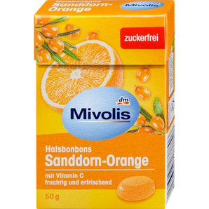 Bonbon, Sanddorn-Orange, zuckerfrei Mivolis