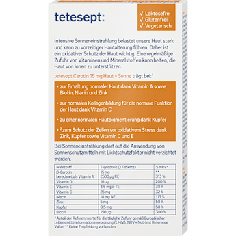 Carotin Haut + Sonne Tabletten 30 St tetesept