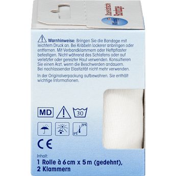 Dauerelastische Bandage, 6 cm x 5 m (gedehnt), 1 Rolle Mivolis