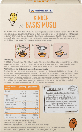 Kindermüsli Basis ab 1 Jahr, Demeter, 250 g