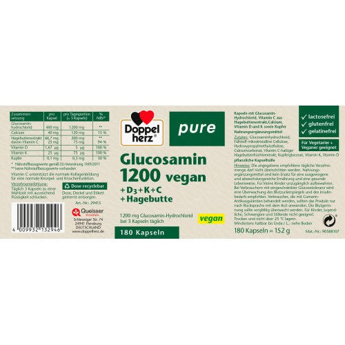 Glucosamin 1200 vegan Kapseln 180 St, 152 g