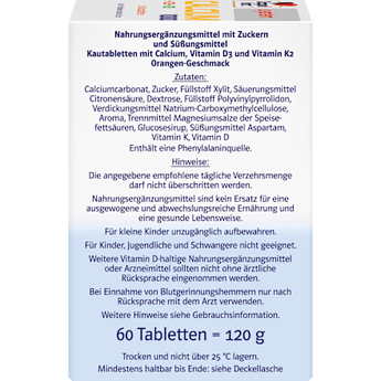 Doppelherz system Calcium 1000 + D3 + K2 Kautabletten 60 St Doppelherz