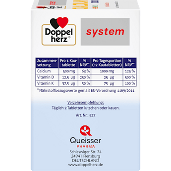 Doppelherz system Calcium 1000 + D3 + K2 Kautabletten 60 St Doppelherz