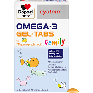 Doppelherz system Omega-3 family Gel-Tabs Zitronengeschmack 60 St Doppelherz