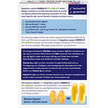 Doppelherz system Omega-3 Pflanzlich Algenöl + D + B12 Kapseln 120 St Doppelherz