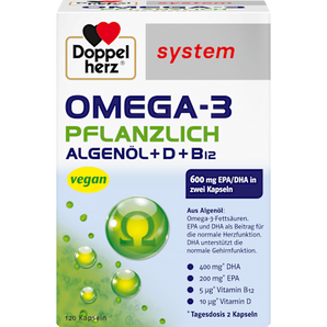 Doppelherz system Omega-3 Pflanzlich Algenöl + D + B12 Kapseln 120 St Doppelherz