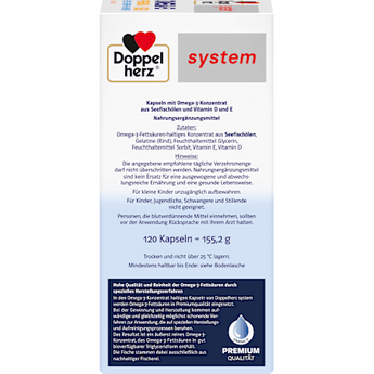 Doppelherz system Omega-3 Premium 1500 Herz + Gehirn + Abwehr Kapseln 120 St Doppelherz