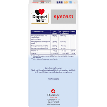 Doppelherz system Omega-3 Premium 1500 Herz + Gehirn + Abwehr Kapseln 120 St Doppelherz