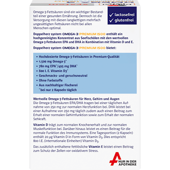 Doppelherz system Omega-3 Premium 1500 Herz + Gehirn + Abwehr Kapseln 120 St Doppelherz