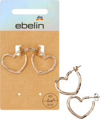 Hoop earrings heart shape gold look, 2 pieces