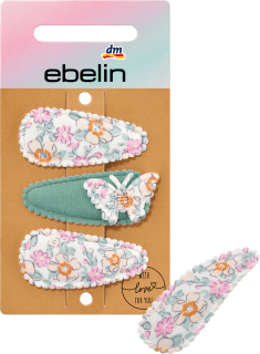 Haarclips Textil Blümchen & Schmetterling, 3 St