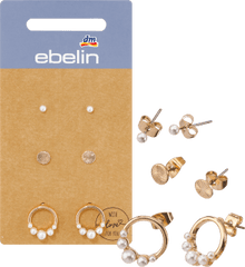 Stud earrings with pearls gold look, 6 pieces