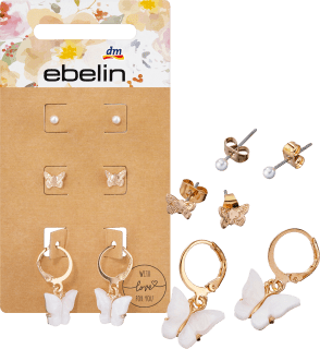 Butterfly Stud Earrings Gold-Look, 6 pcs