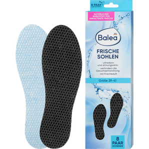 Einlegesohlen Frischesohlen schwarz, Gr. 39 - 41 (8 Paar), 16 St Fußcreme & Fußpflege by Balea – Available at VivaVoss