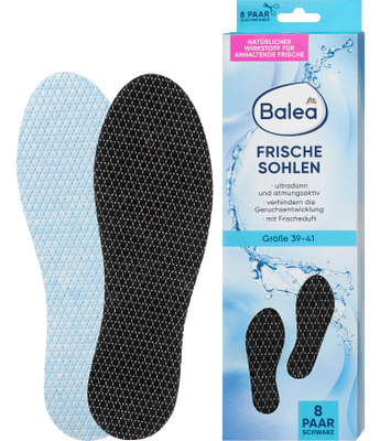 Einlegesohlen Frischesohlen schwarz, Gr. 39 - 41 (8 Paar), 16 St Fußcreme & Fußpflege by Balea – Available at VivaVoss
