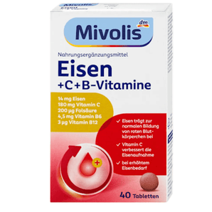 Mivolis Eisen + Vitamin C + B-Vitamine Tabletten 40 St, 25 g – Eisen image_position | VivaVoss