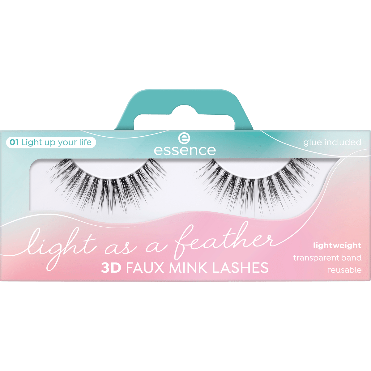 essence
 Artificial Eyelashes Light As A Feather 3D Faux Mink 01 Light Up Your Life (1 pair), 2 pcs