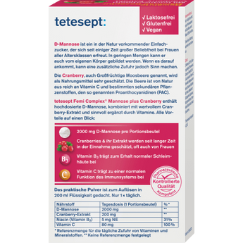 Femi Complex Mannose plus Cranberry Sachets 8 St, 23,2 g - VivaVoss
