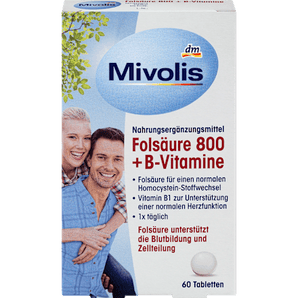 Folsäure 800 + B-Vitamine, Tabletten 60 St. Mivolis