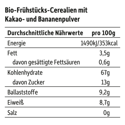 Children's Muesli Chocolate Chips Cocoa &amp; Banana, from 3 years, 275 g