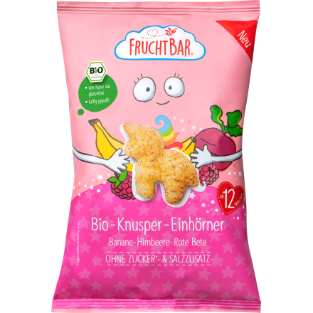 Kindersnack Knusper-Einhörner, Mais, Himbeere, Banane, Rote Bete, ab 12 Monaten, 30 g