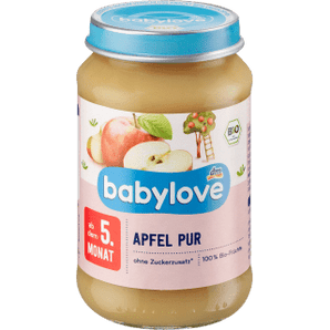 Früchte Apfel pur ab dem 5. Monat, 190 g Puree by BabyLove – Available at VivaVoss