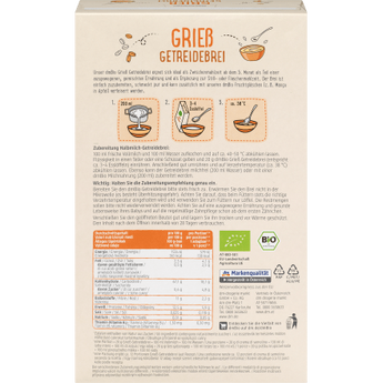 Getreidebrei Grieß ab dem 5. Monat, 250 g - VivaVoss