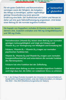 ginkgo + B - Vitamine + Cholin Kapseln 40 St, 22,4 g - VivaVoss