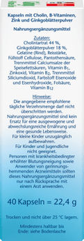 ginkgo + B - Vitamine + Cholin Kapseln 40 St, 22,4 g - VivaVoss