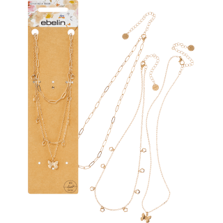 Halsketten - Set Schmetterling in Gold - Optik, 3 St - VivaVoss