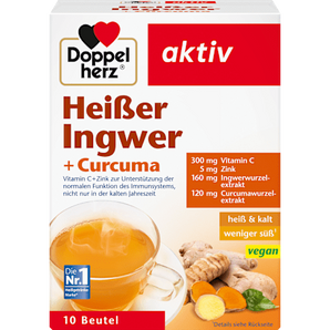 Heißer Ingwer + Kurkuma Heißgetränk (10 Stück), vegan Doppelherz