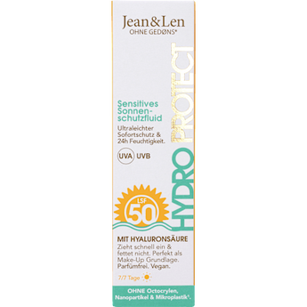 Sonnenfluid Gesicht sensitiv, hydro protect, LSF 50 Jean&Len