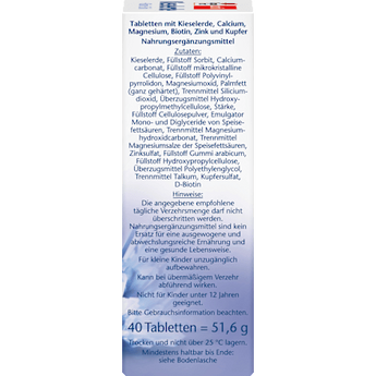 Kieselerde + Biotin + Zink Tabletten 40 St. Doppelherz