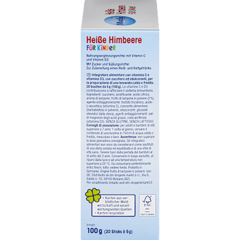 Kindergetränk, Heiße Himbeere (20 Sticks) Mivolis