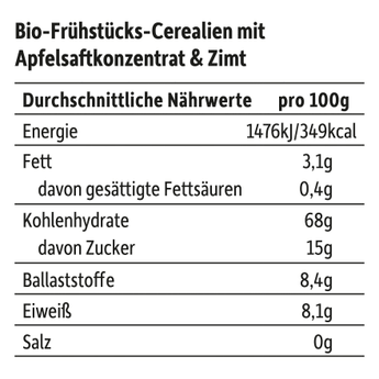 Kindermüsli Apfel - Zimt - Kugeln, ab 3 Jahren, 275 g - VivaVoss