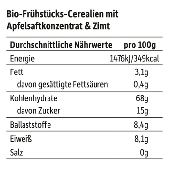 Kindermüsli Apfel - Zimt - Kugeln, ab 3 Jahren, 275 g - VivaVoss