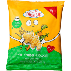 Kindersnack Knusper - Krokodile mit Mais, Erbse, Möhre, ab 12 Monaten, 30 g Baby Snack by FruchtBar – Available at VivaVoss