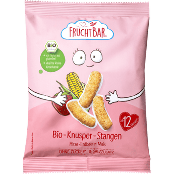 Kindersnack Knusper - Stangen Hirse, Erdbeere, Mais ab 1 Jahr, 30 g Baby Snack by FruchtBar – Available at VivaVoss
