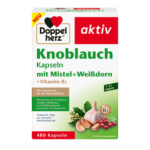 Knoblauch Kapseln mit Mistel + Weißdorn +B1 480 St - VivaVoss