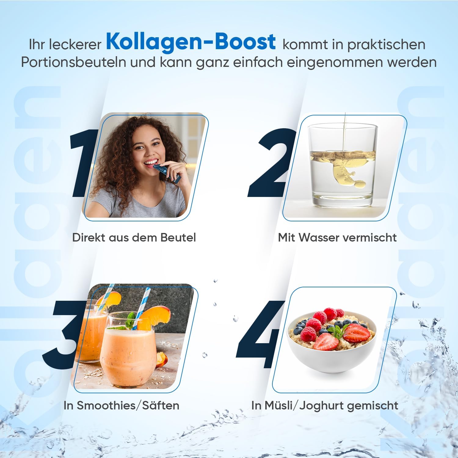 Kollagen 5000mg – Marine Collagen mit Vitamin C & Hyaluronsäure – Zuckerfrei & Glutenfrei - VivaVoss