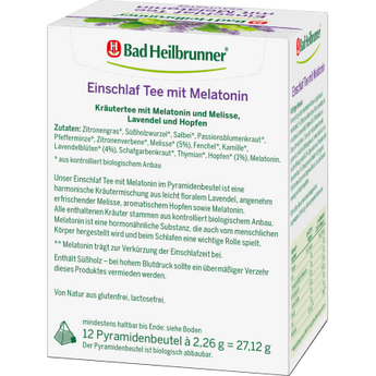 Kräutertee "Einschlaftee mit Melatonin" (12 Beutel), 27,12 g - VivaVoss