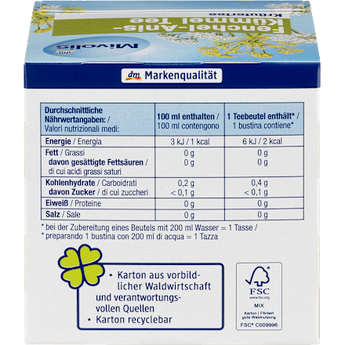Kräutertee, Fenchel-Anis-Kümmel Tee (12 Beutel)  Mivolis