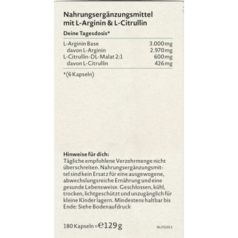 L - Arginin Base Kapseln 180 St, 129 g - VivaVoss