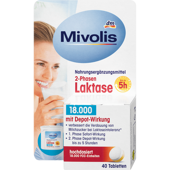 Laktase 18000 2 - Phasen Tabletten 40 St, 20 g - VivaVoss