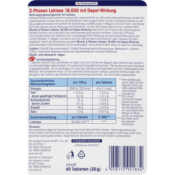 Laktase 18000 2 - Phasen Tabletten 40 St, 20 g - VivaVoss