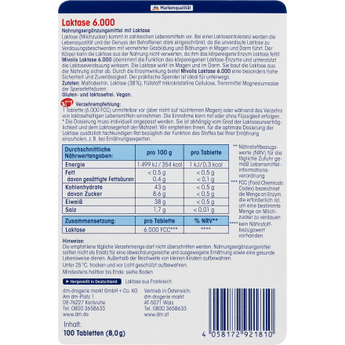 Laktase 6.000 Mini Tabletten 100 St, 8 g - VivaVoss