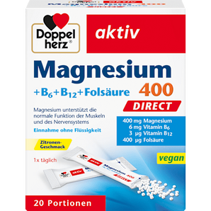 Magnesium 400 + Vitamine B6 + B12 + Folsäure Direktgranulat 20 St. Doppelherz